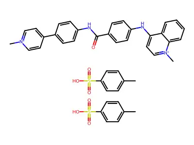 Quinolinium, 1-methyl-4-(p-((p-(1-methylpyridinium-4-yl)phenyl)carbamoyl)anilino)-, di-p-toluenesulfonate structure