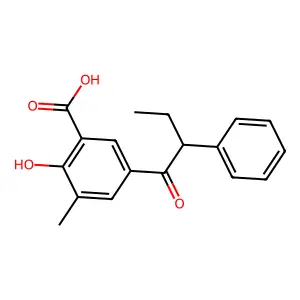 2-Hydroxy-3-methyl-5-(2-phenylbutanoyl)benzoic acid structure
