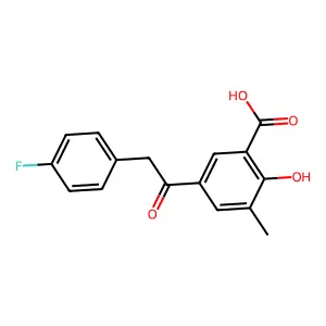 Benzoic acid, 5-((4-fluorophenyl)acetyl)-2-hydroxy-3-methyl- structure
