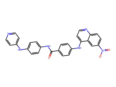 4-[(6-nitroquinolin-4-yl)amino]-N-[4-(pyridin-4-ylamino)phenyl]benzamide structure
