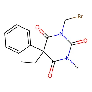 1-(Bromomethyl)-5-ethyl-3-methyl-5-phenyl-1,3-diazinane-2,4,6-trione structure