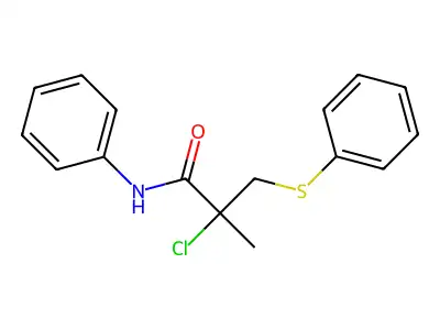 2-chloro-2-methyl-N-phenyl-3-phenylthiopropanamide structure