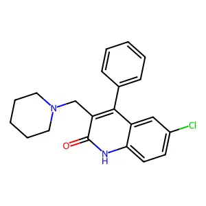 6-chloro-4-phenyl-3-(piperidin-1-ylmethyl)quinolin-2(1H)-one structure