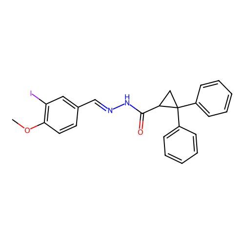 N'-(3-iodo-4-methoxybenzylidene)-2,2-diphenylcyclopropanecarbohydrazide structure