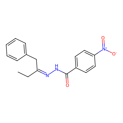 4-nitro-N-(1-phenylbutan-2-ylideneamino)benzamide structure