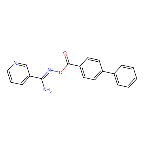 N'-[(biphenyl-4-ylcarbonyl)oxy]pyridine-3-carboximidamide structure