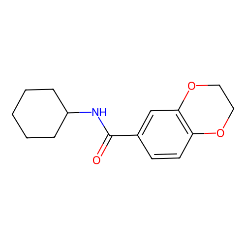 N-cyclohexyl-2,3-dihydro-1,4-benzodioxine-6-carboxamide structure
