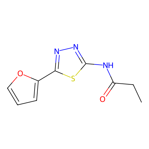 N-[(2Z)-5-(furan-2-yl)-1,3,4-thiadiazol-2(3H)-ylidene]propanamide structure