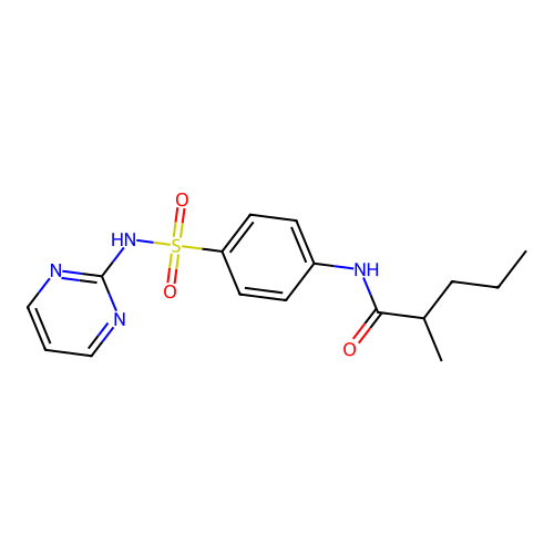 2-methyl-N-[4-(pyrimidin-2-ylsulfamoyl)phenyl]pentanamide structure