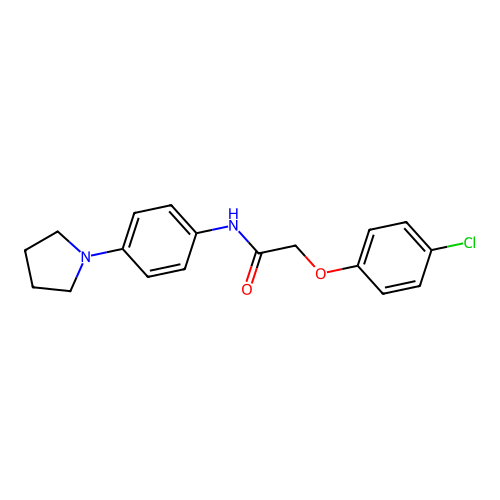 2-(4-chlorophenoxy)-N-[4-(pyrrolidin-1-yl)phenyl]acetamide structure
