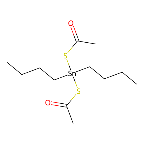 S-[acetylsulfanyl(dibutyl)stannyl] ethanethioate structure