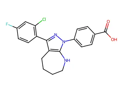 4-[3-(2-Chloro-4-fluorophenyl)-4,5,6,7-tetrahydropyrazolo[3,4-b]azepin-1(2H)-yl]benzoic acid structure