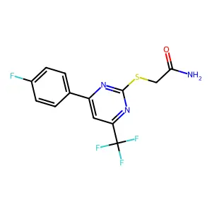 2-[4-(4-Fluorophenyl)-6-(trifluoromethyl)pyrimidin-2-yl]sulfanylacetamide structure