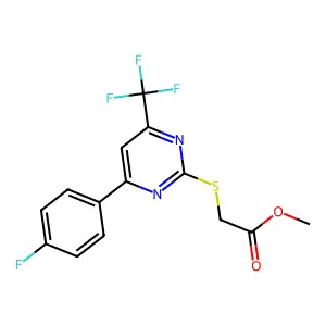 Methyl {[4-(4-fluorophenyl)-6-(trifluoromethyl)-2-pyrimidinyl]sulfanyl}acetate structure