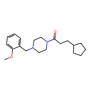 3-Cyclopentyl-1-[4-[(2-methoxyphenyl)methyl]piperazin-1-yl]propan-1-one structure