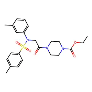Ethyl 4-(N-(m-tolyl)-N-tosylglycyl)piperazine-1-carboxylate structure