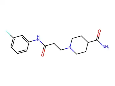 1-[3-(3-Fluoroanilino)-3-oxopropyl]piperidine-4-carboxamide structure