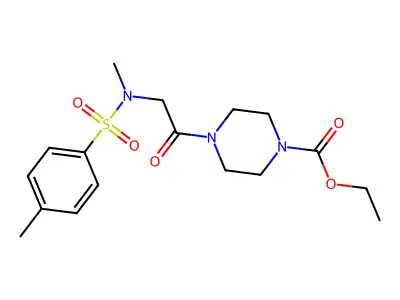 ethyl 4-{N-methyl-N-[(4-methylphenyl)sulfonyl]glycyl}piperazine-1-carboxylate structure