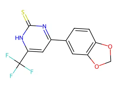 4-(1,3-Benzodioxol-5-yl)-6-(trifluoromethyl)pyrimidine-2-thiol structure