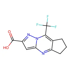 8-(trifluoromethyl)-6,7-dihydro-5H-cyclopenta[d]pyrazolo[1,5-a]pyrimidine-2-carboxylic acid structure
