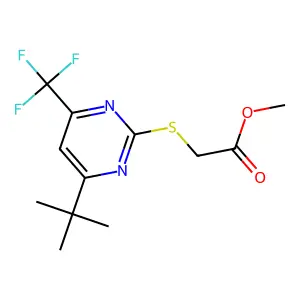 Methyl {[4-tert-butyl-6-(trifluoromethyl)-pyrimidin-2-yl]thio}acetate structure
