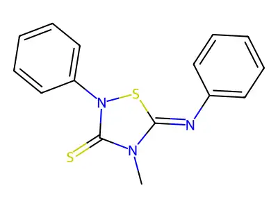 1,2,4-Thiadiazolidine-3-thione, 4-methyl-2-phenyl-5-(phenylimino)- structure