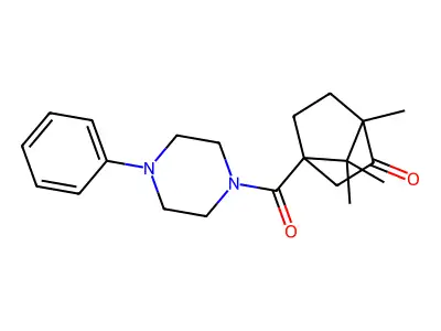 1,7,7-Trimethyl-4-(4-phenylpiperazine-1-carbonyl)bicyclo[2.2.1]heptan-2-one structure