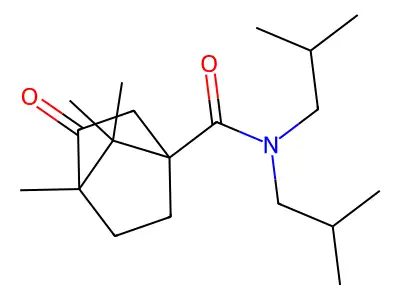 1,7,7-trimethyl-N,N-bis(2-methylpropyl)-2-oxo-4-bicyclo[2.2.1]heptanecarboxamide structure