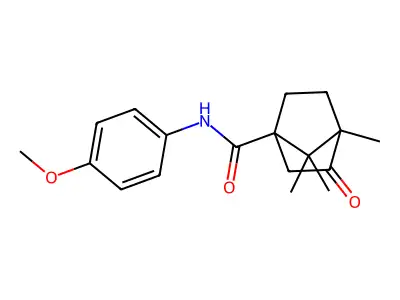 N-(4-methoxyphenyl)-4,7,7-trimethyl-3-oxobicyclo[2.2.1]heptane-1-carboxamide structure