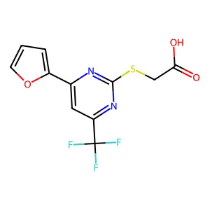 2-((4-(Furan-2-yl)-6-(trifluoromethyl)pyrimidin-2-yl)thio)acetic acid structure