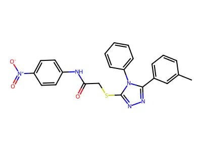 N-(4-Nitrophenyl)-2-((4-phenyl-5-(m-tolyl)-4H-1,2,4-triazol-3-yl)thio)acetamide structure