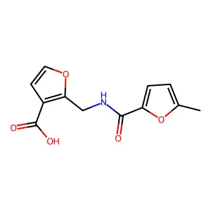 2-{[(5-Methyl-furan-2-carbonyl)-amino]-methyl}-furan-3-carboxylic acid structure