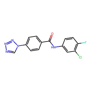 N-(3-chloro-4-fluorophenyl)-4-(1H-tetrazol-1-yl)benzamide structure