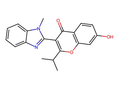 7-hydroxy-2-isopropyl-3-(1-methyl-1H-benzo[d]imidazol-2-yl)-4H-chromen-4-one structure