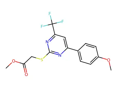 Methyl 2-[4-(4-methoxyphenyl)-6-(trifluoromethyl)pyrimidin-2-yl]sulfanylacetate structure