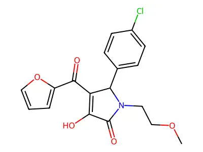 5-(4-chlorophenyl)-4-(furan-2-ylcarbonyl)-3-hydroxy-1-(2-methoxyethyl)-1,5-dihydro-2H-pyrrol-2-one structure