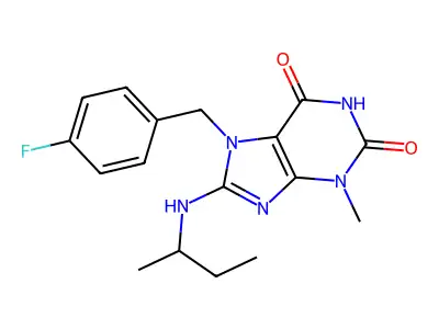 8-(sec-butylamino)-7-(4-fluorobenzyl)-3-methyl-1H-purine-2,6(3H,7H)-dione structure
