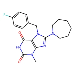 8-(azepan-1-yl)-7-(4-fluorobenzyl)-3-methyl-1H-purine-2,6(3H,7H)-dione structure