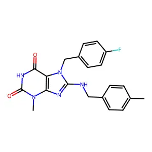 7-(4-fluorobenzyl)-3-methyl-8-((4-methylbenzyl)amino)-1H-purine-2,6(3H,7H)-dione structure