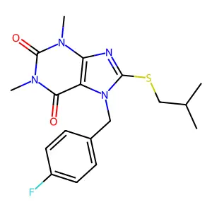 7-(4-fluorobenzyl)-8-(isobutylthio)-1,3-dimethyl-1H-purine-2,6(3H,7H)-dione structure