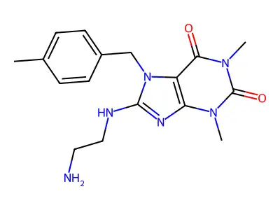 8-(2-Aminoethylamino)-1,3-dimethyl-7-[(4-methylphenyl)methyl]purine-2,6-dione structure