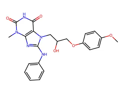 8-Anilino-7-[2-hydroxy-3-(4-methoxyphenoxy)propyl]-3-methylpurine-2,6-dione structure