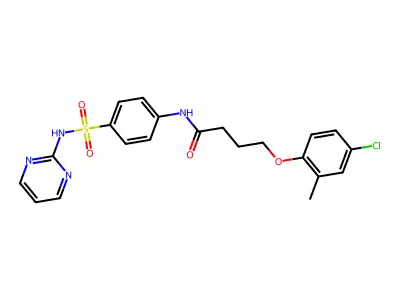 4-(4-chloro-2-methylphenoxy)-N-[4-(pyrimidin-2-ylsulfamoyl)phenyl]butanamide structure