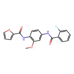 N-[4-[(2-fluorobenzoyl)amino]-2-methoxyphenyl]furan-2-carboxamide structure