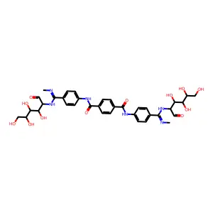1-N,4-N-bis[4-[N'-methyl-N-(3,4,5,6-tetrahydroxy-1-oxohexan-2-yl)carbamimidoyl]phenyl]benzene-1,4-dicarboxamide structure