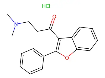1-Propanone, 3-(dimethylamino)-1-(2-phenyl-3-benzofuranyl)-, hydrochloride structure