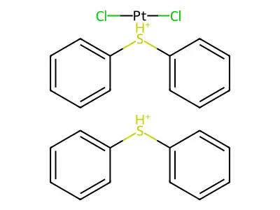 Dichlorobis(1,1'-thiobis(benzene))platinum structure