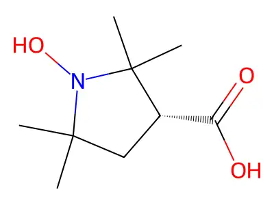 (3R)-1-hydroxy-2,2,5,5-tetramethylpyrrolidine-3-carboxylic acid structure