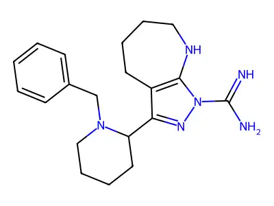 3-(1-Benzylpiperidin-2-yl)-4,5,6,7-tetrahydropyrazolo[3,4-b]azepine-1(2H)-carboximidamide structure