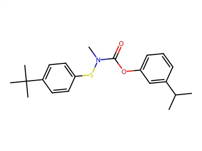 Carbamic acid, ((p-tert-butylphenyl)thio)methyl-, m-isopropylphenyl ester structure